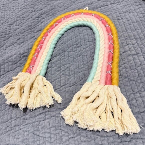 RAINBOW MACRAME WALL HANGING – MULTICOLOR BOHO DECOR, HANDMADE STYLE - Picture 3 of 17
